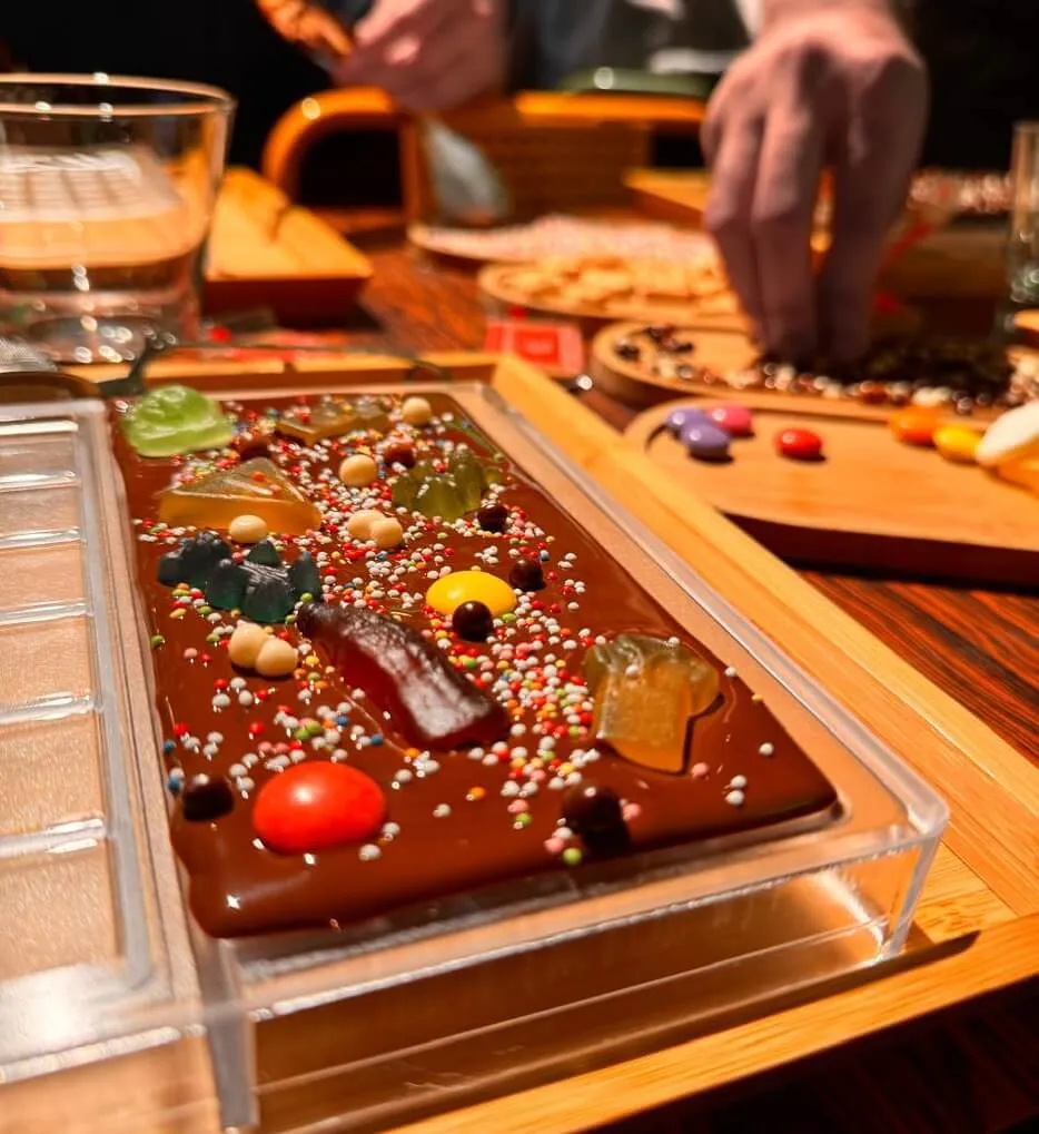 Handcrafted chocolate bars from the workshop