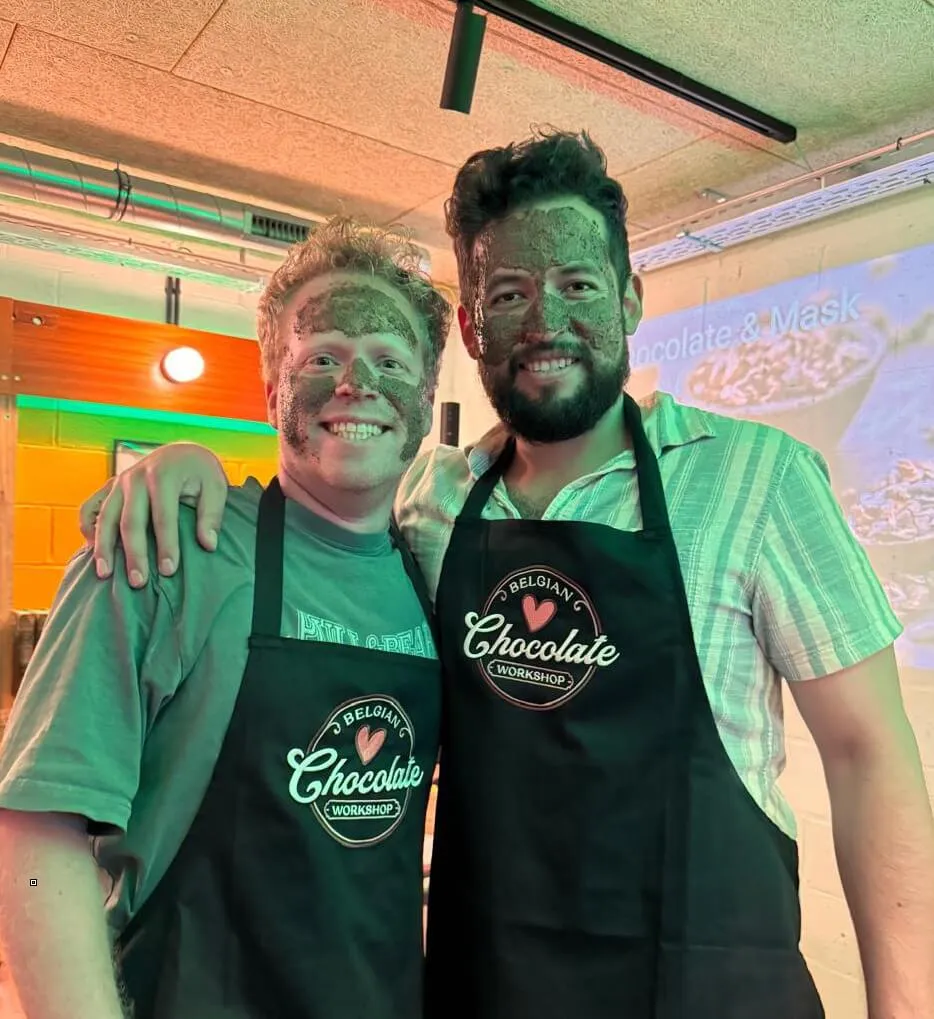 Team enjoying the chocolate class