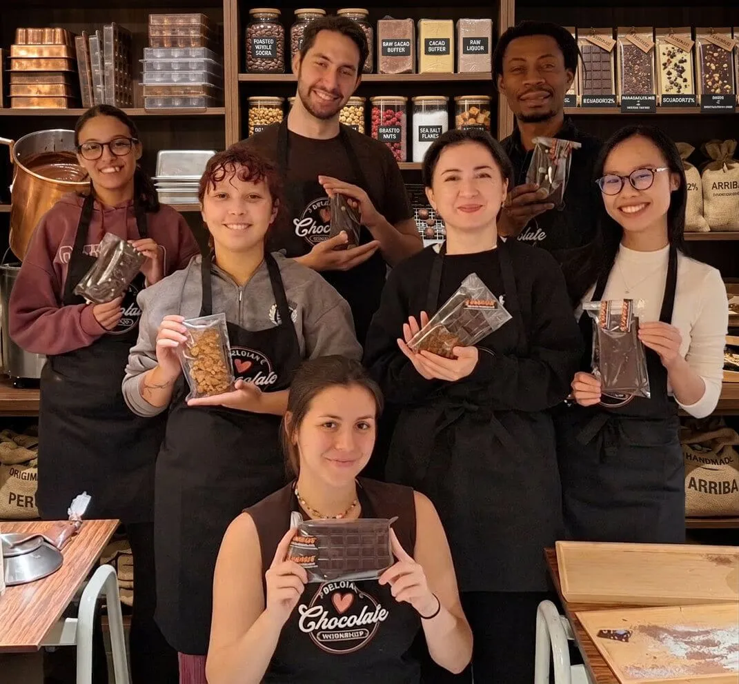 Group photo from the bean to bar chocolate workshop