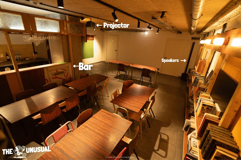 Downstairs — Bar, Projector & Speakers